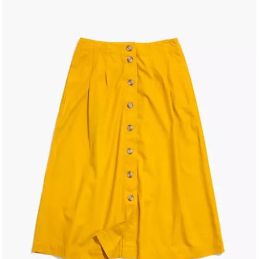 Madewell Patio Button-Front Midi Skirt in yellow size 0